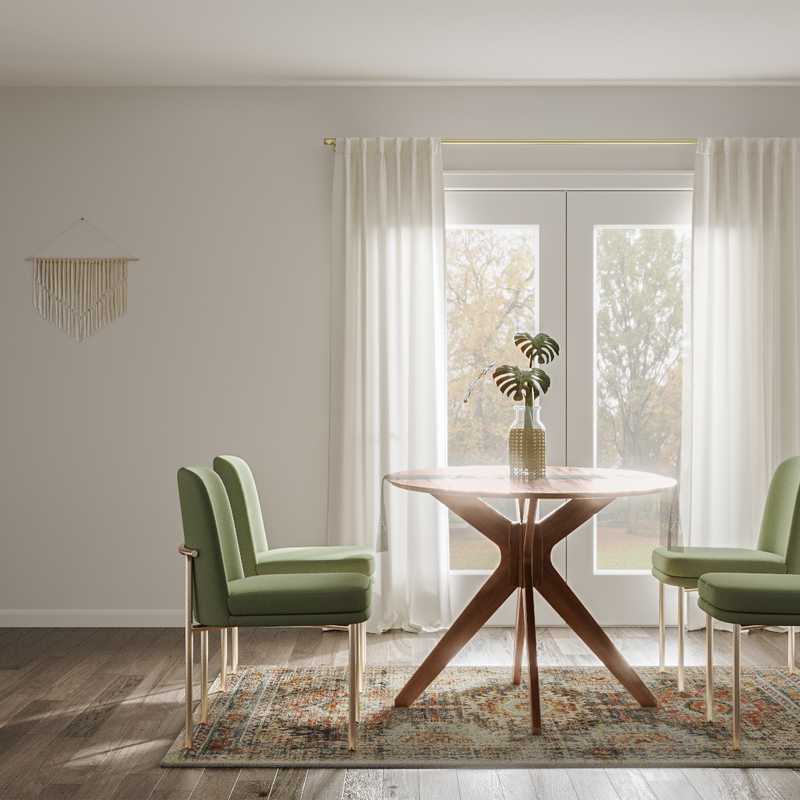 Bohemian, Midcentury Modern Dining Room Design by Havenly Interior Designer Stephanie