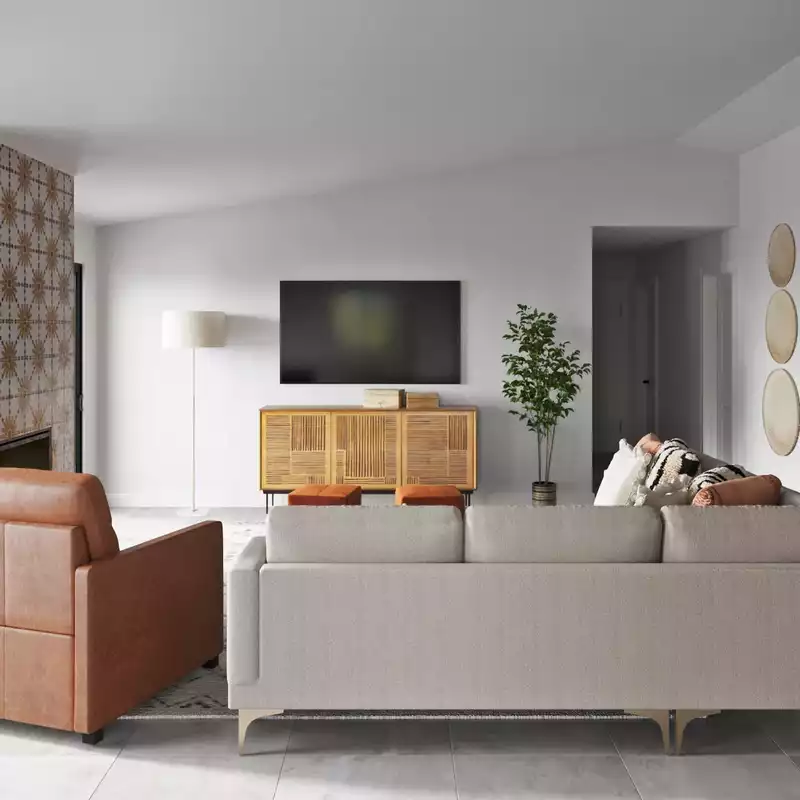 Bohemian, Midcentury Modern, Scandinavian Living Room Design by Havenly Interior Designer Elizabeth