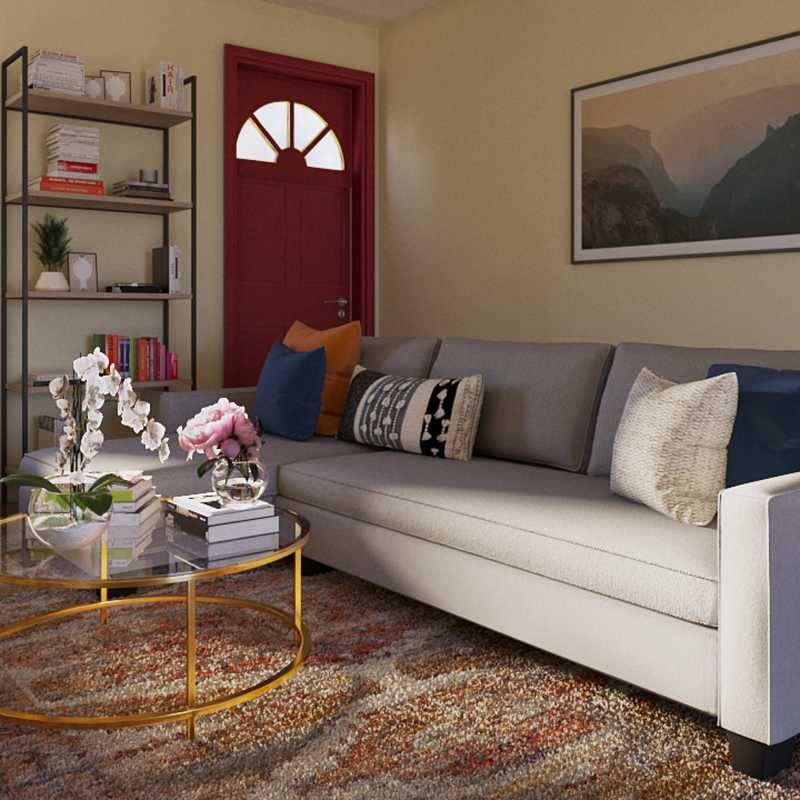 Modern, Bohemian, Midcentury Modern Living Room Design by Havenly Interior Designer Carla