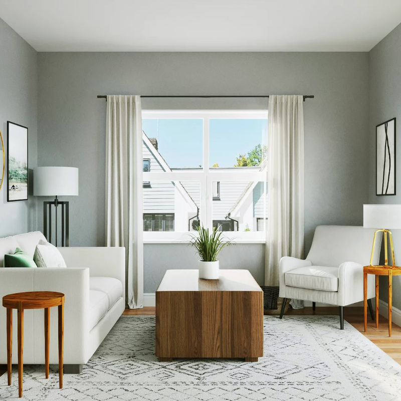 Bohemian, Midcentury Modern Living Room Design by Havenly Interior Designer Lauren