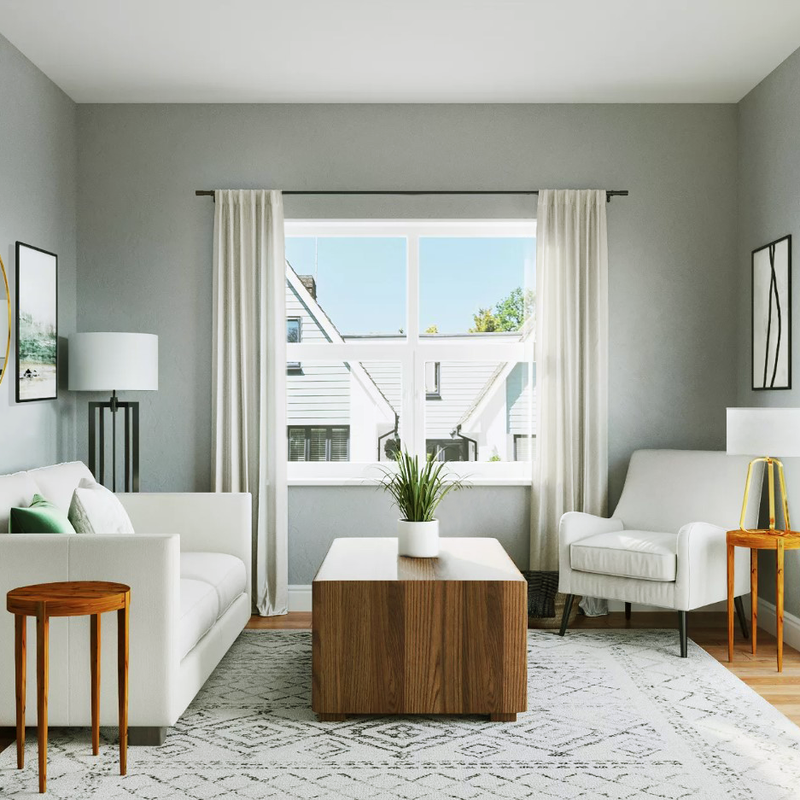 Bohemian, Midcentury Modern Living Room Design by Havenly Interior Designer Lauren