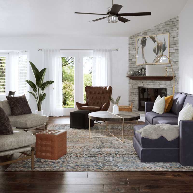Contemporary, Industrial, Rustic, Transitional Living Room Design by Havenly Interior Designer Nicole