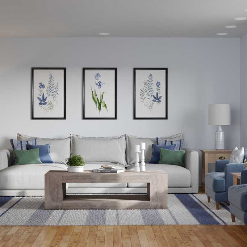 Coastal, Farmhouse Living Room Design by Havenly Interior Designer Briana