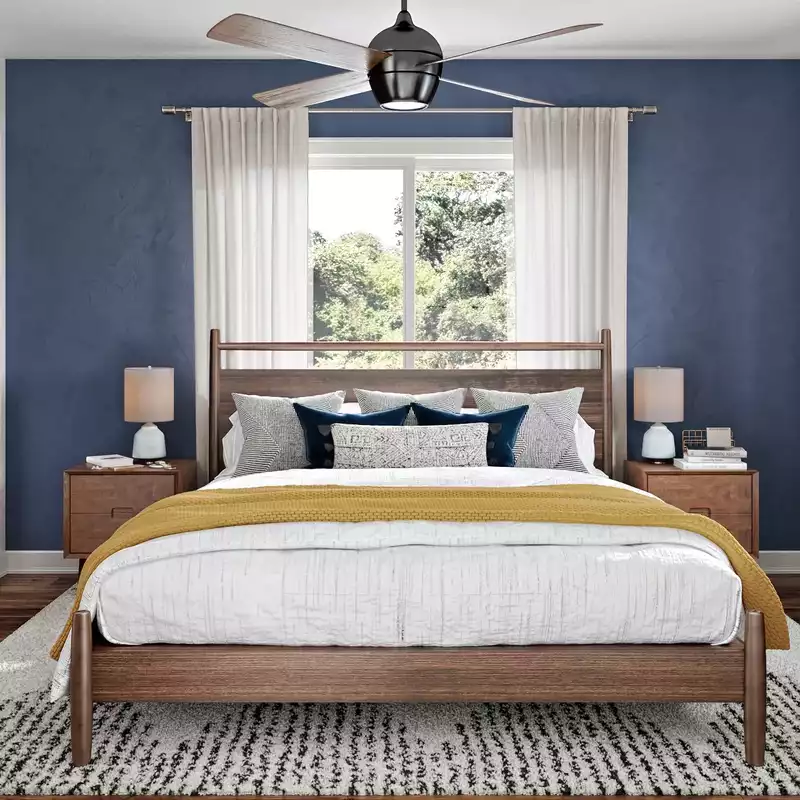 Bohemian, Midcentury Modern Bedroom Design by Havenly Interior Designer Carla