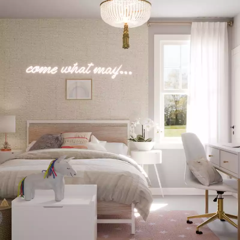 Modern, Glam, Preppy Bedroom Design by Havenly Interior Designer Lena