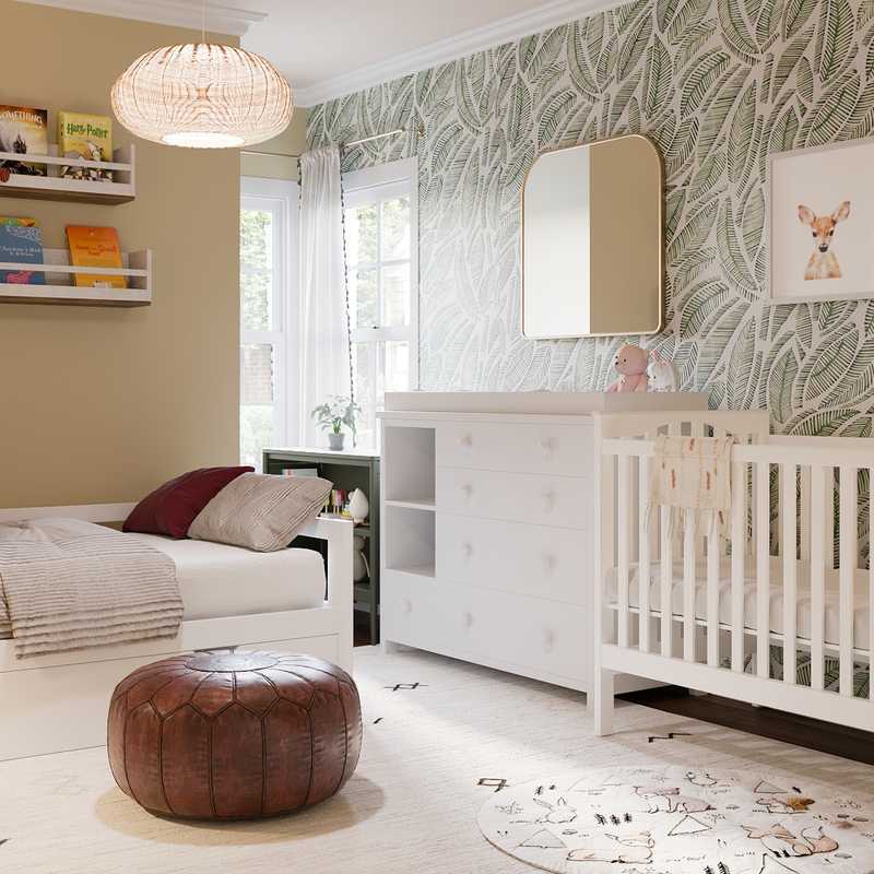 Bohemian, Midcentury Modern Nursery Design by Havenly Interior Designer Jovana
