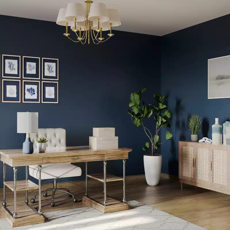 Coastal, Glam, Farmhouse Office Design by Havenly Interior Designer Mikaela