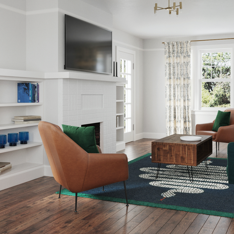 Eclectic, Glam, Midcentury Modern Living Room Design by Havenly Interior Designer Samantha