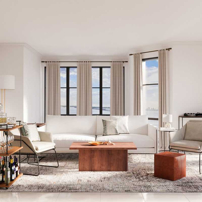 Bohemian, Midcentury Modern Living Room Design by Havenly Interior Designer Lena