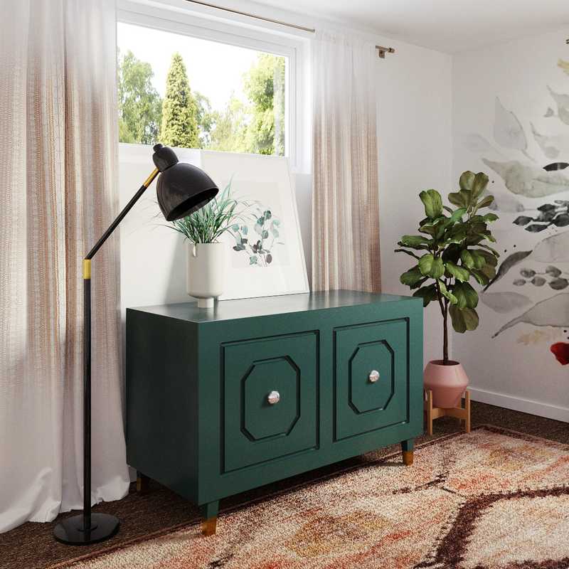 Bohemian, Midcentury Modern Office Design by Havenly Interior Designer Kristin