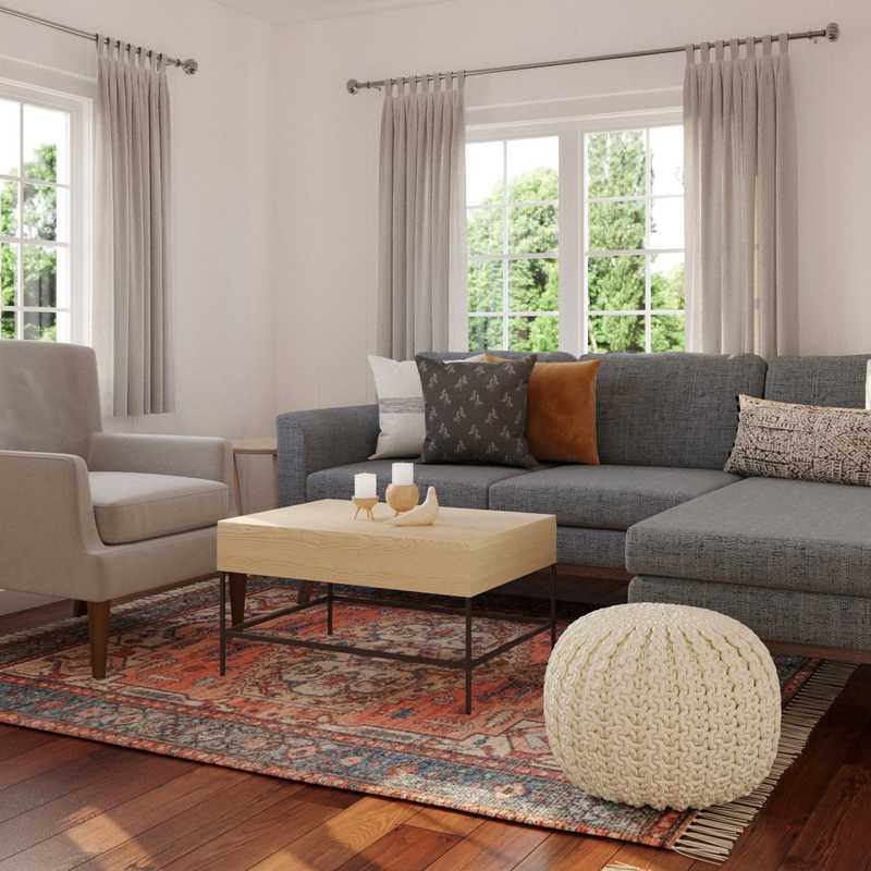 Bohemian, Midcentury Modern, Minimal Living Room Design by Havenly Interior Designer Hayley