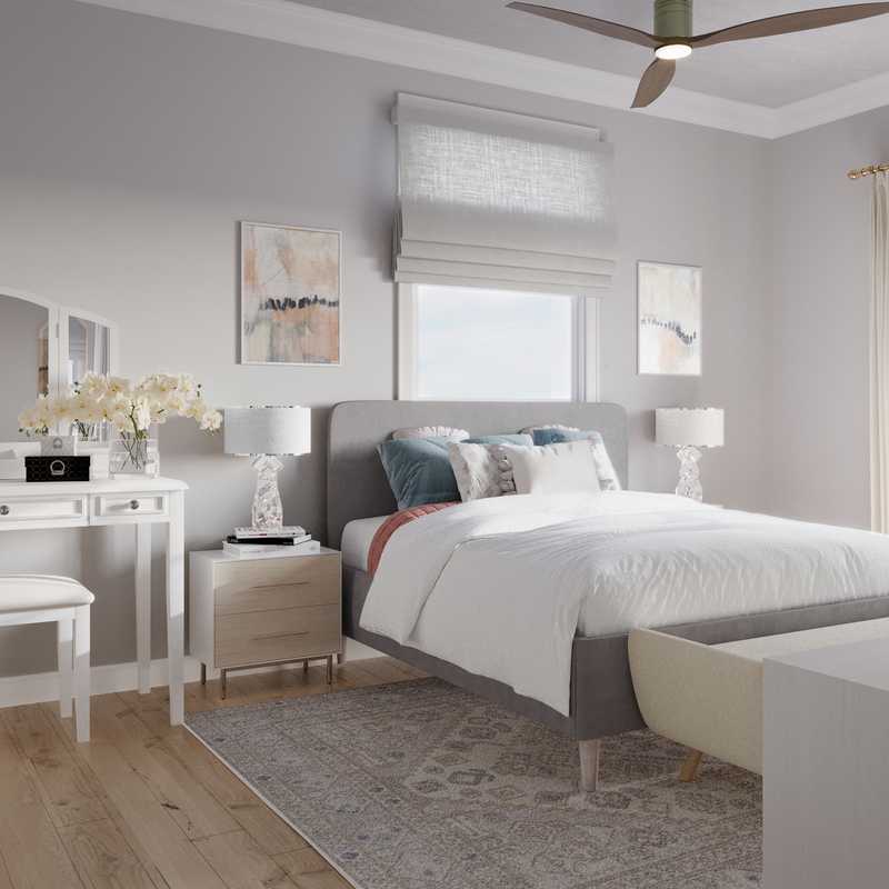 Modern, Coastal, Glam, Midcentury Modern Bedroom Design by Havenly Interior Designer Jennifer