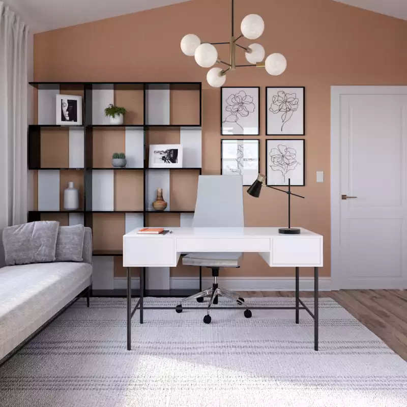Contemporary, Modern, Bohemian, Midcentury Modern, Scandinavian Office Design by Havenly Interior Designer Carine
