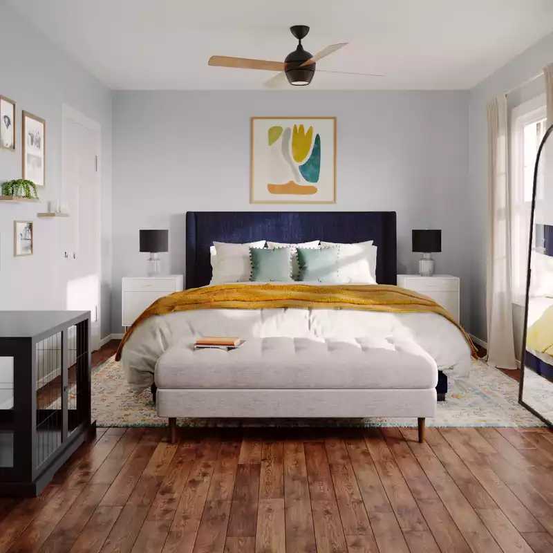 Modern, Bohemian, Midcentury Modern Bedroom Design by Havenly Interior Designer Carla