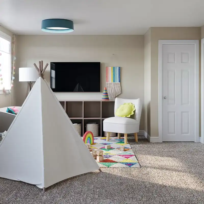 Bohemian, Midcentury Modern, Scandinavian Playroom Design by Havenly Interior Designer Elizabeth