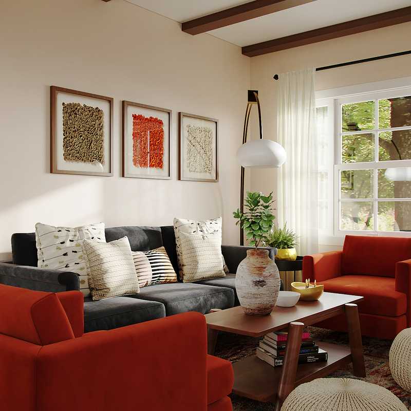 Bohemian, Midcentury Modern Dining Room Design by Havenly Interior Designer Katherin