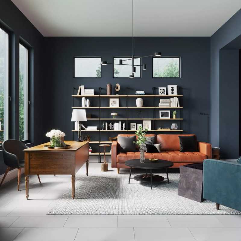Contemporary, Modern, Midcentury Modern Reading Room Design by Havenly Interior Designer Rocio