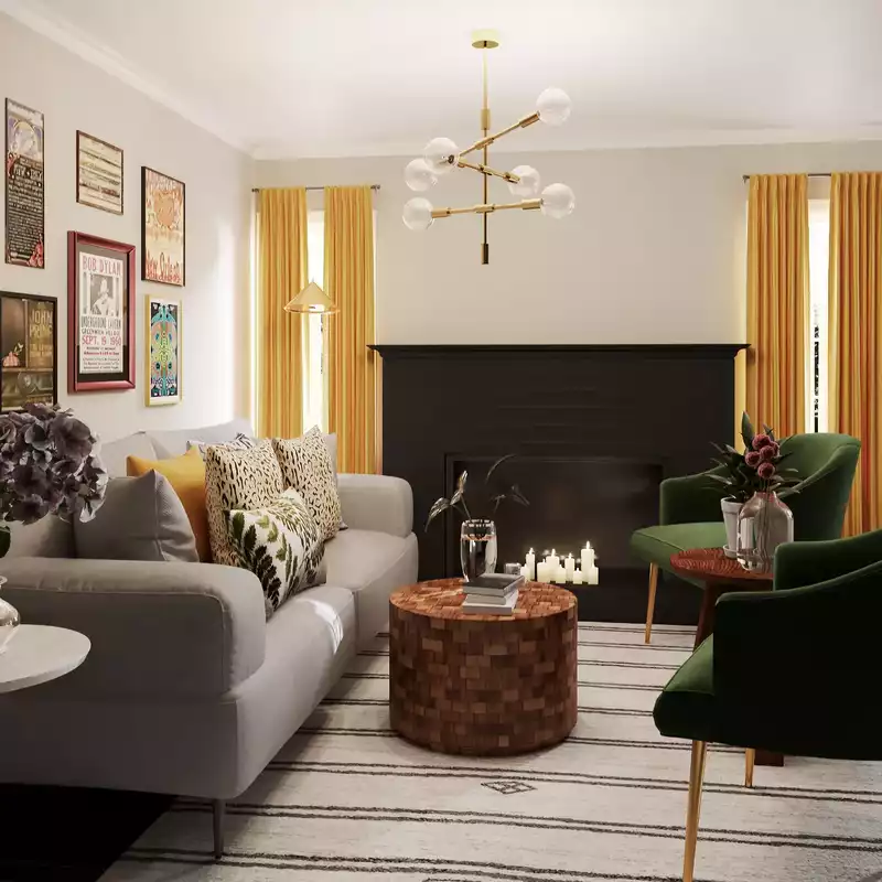 Eclectic, Global, Midcentury Modern Living Room Design by Havenly Interior Designer Veronica