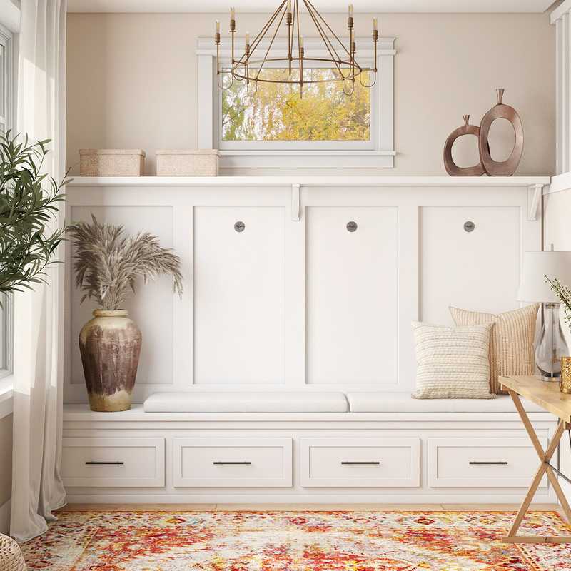 Farmhouse, Midcentury Modern Entryway Design by Havenly Interior Designer Katherin