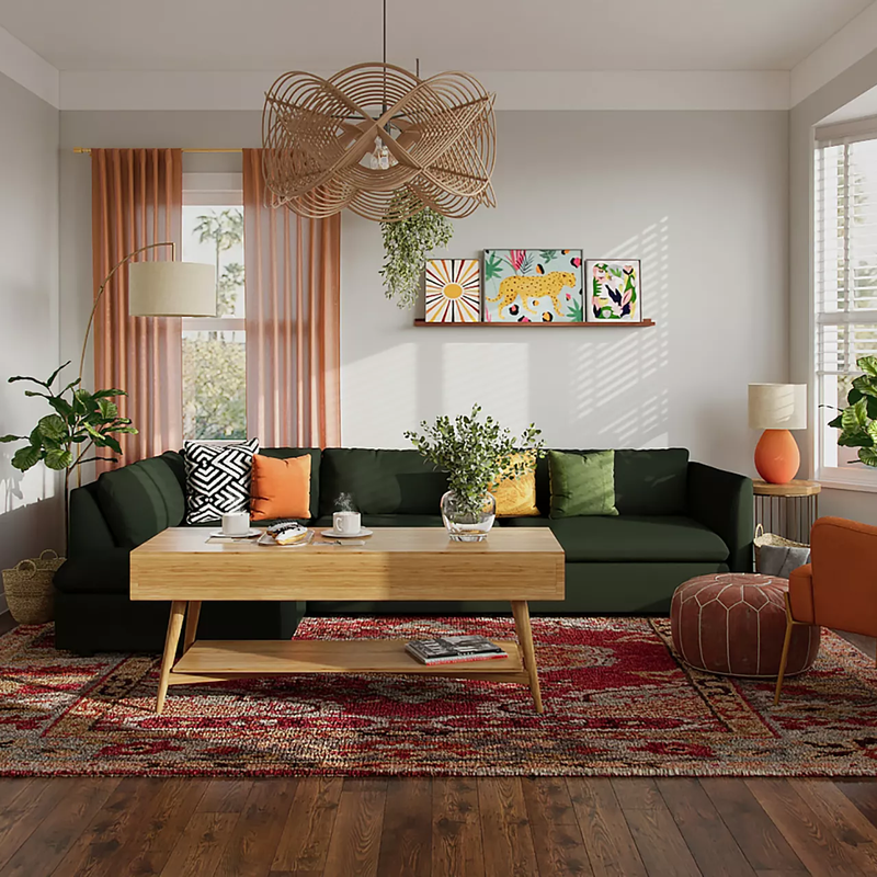 Bohemian Living Room Design by Havenly Interior Designer Liliana