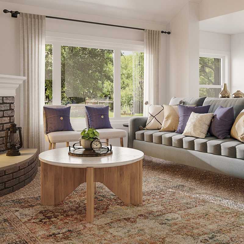 Bohemian, Coastal, Traditional, Farmhouse, Rustic Living Room Design by Havenly Interior Designer Paola
