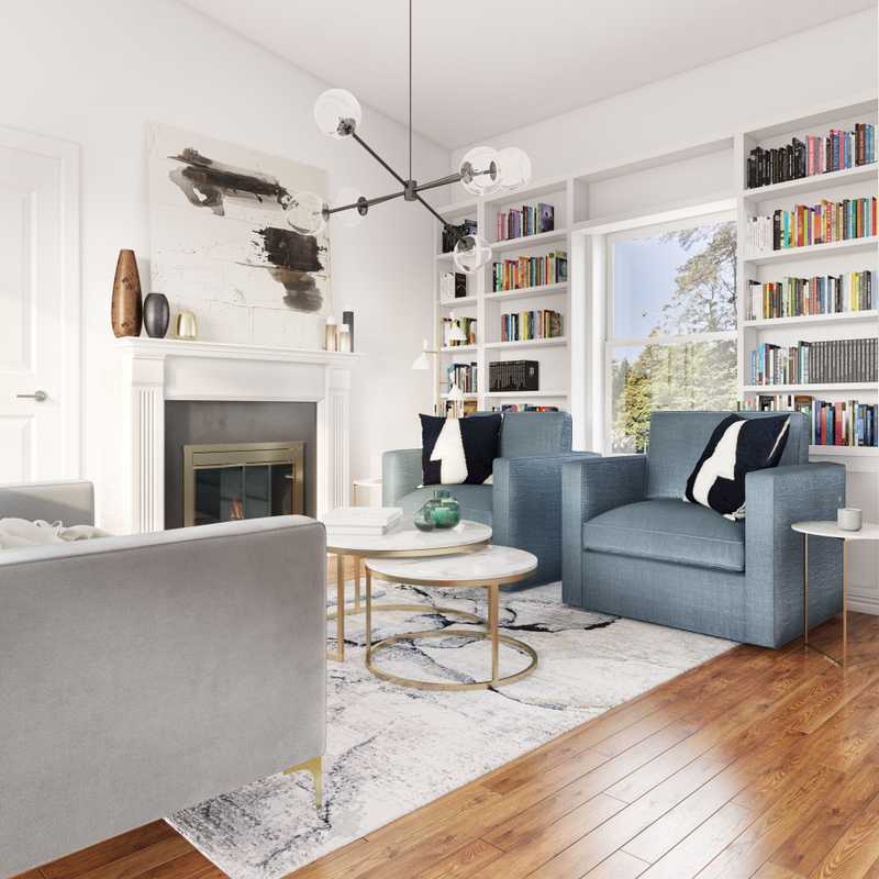 Contemporary, Modern, Glam, Minimal Reading Room Design by Havenly Interior Designer Freddi