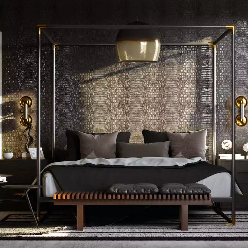Modern, Glam, Industrial Bedroom Design by Havenly Interior Designer Freddi