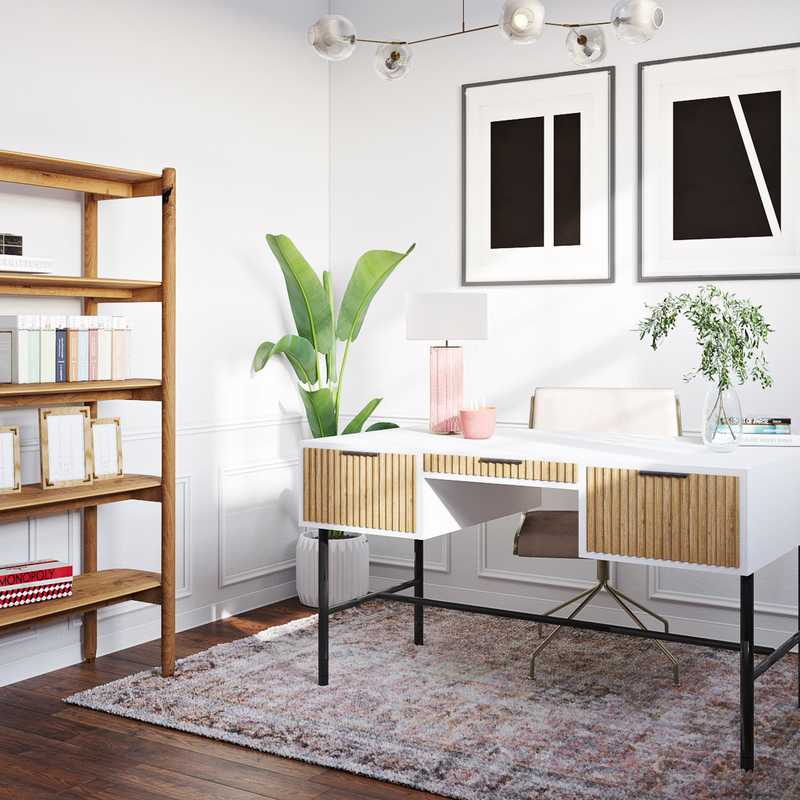 Bohemian, Midcentury Modern Office Design by Havenly Interior Designer Paulina