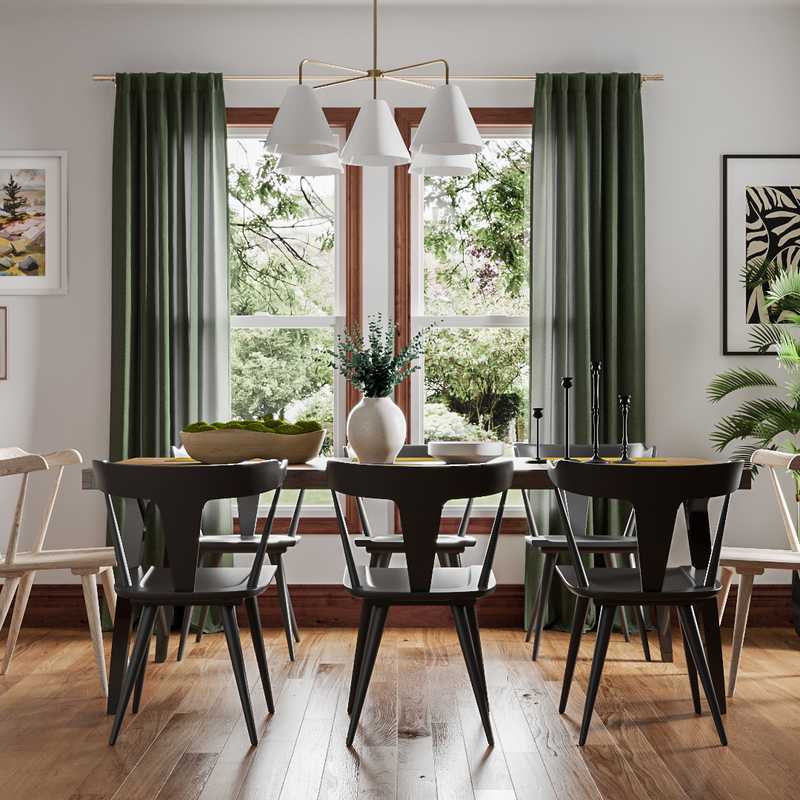 Bohemian, Midcentury Modern Dining Room Design by Havenly Interior Designer Emily