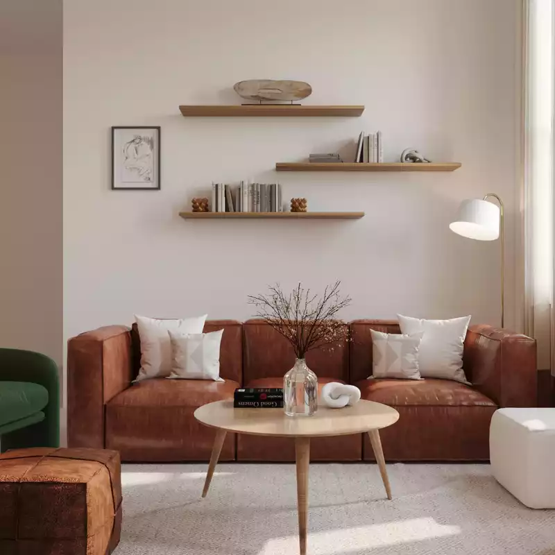Southwest Inspired, Midcentury Modern, Scandinavian Living Room Design by Havenly Interior Designer Marley