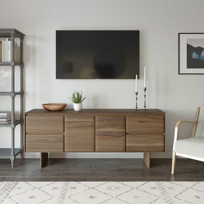 Coastal, Midcentury Modern, Minimal Living Room Design by Havenly Interior Designer Hayley