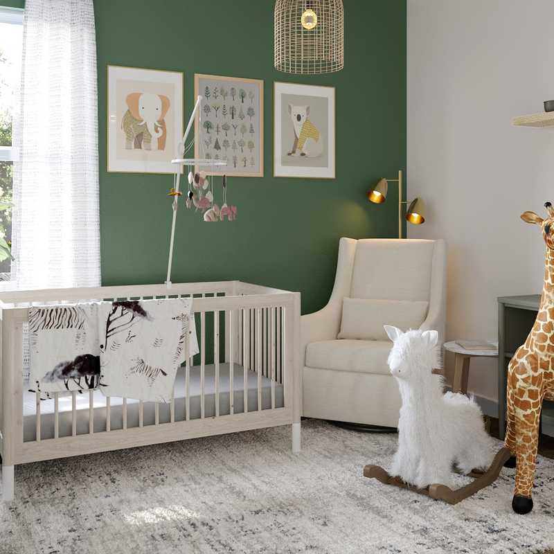 Bohemian, Midcentury Modern Nursery Design by Havenly Interior Designer Lena