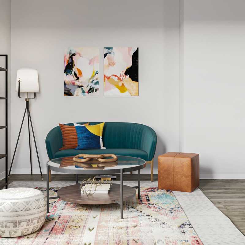 Eclectic, Bohemian, Midcentury Modern Reading Room Design by Havenly Interior Designer Nicole