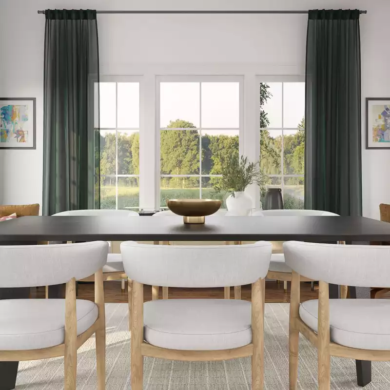 Bohemian, Scandinavian Dining Room Design by Havenly Interior Designer Lena