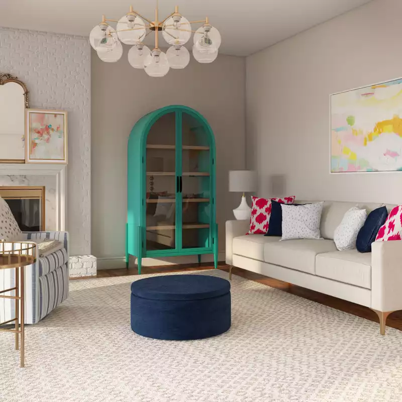 Classic, Eclectic, Glam, Preppy Living Room Design by Havenly Interior Designer Nicole