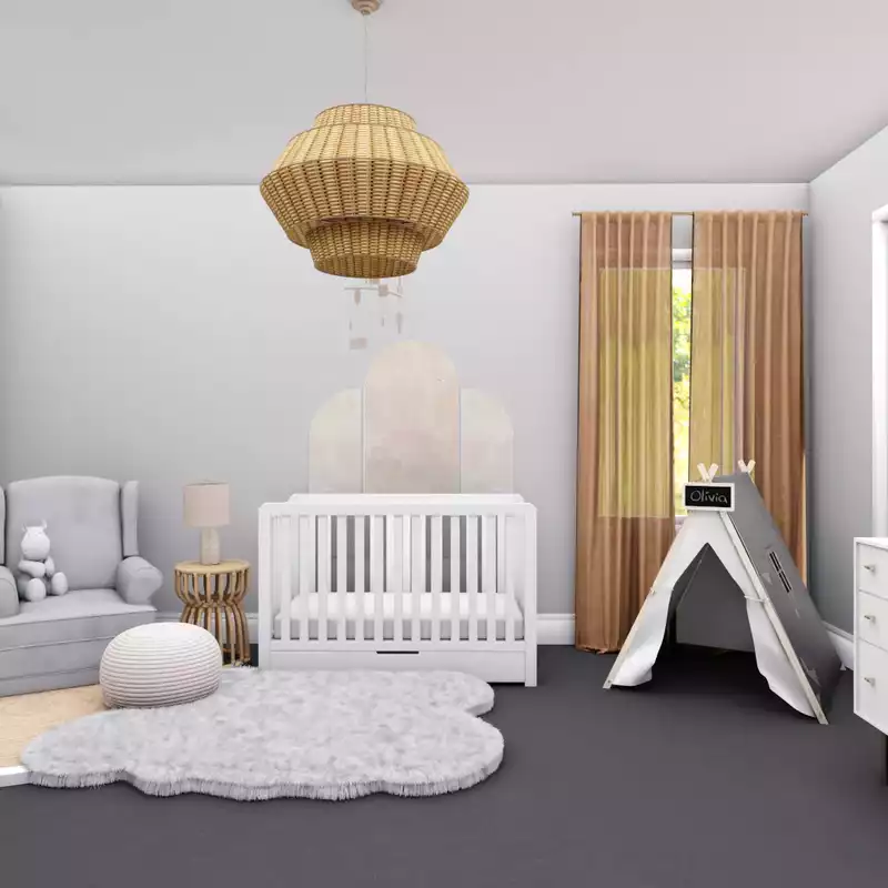 Rustic, Midcentury Modern Nursery Design by Havenly Interior Designer Amanda