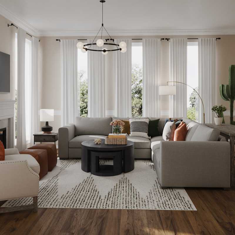 Eclectic, Transitional, Midcentury Modern Living Room Design by Havenly Interior Designer Holly