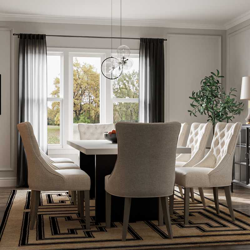 Modern, Transitional, Minimal Dining Room Design by Havenly Interior Designer Toussaint