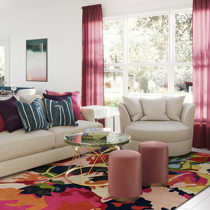 Eclectic, Bohemian, Glam, Preppy Living Room Design by Havenly Interior Designer Briana