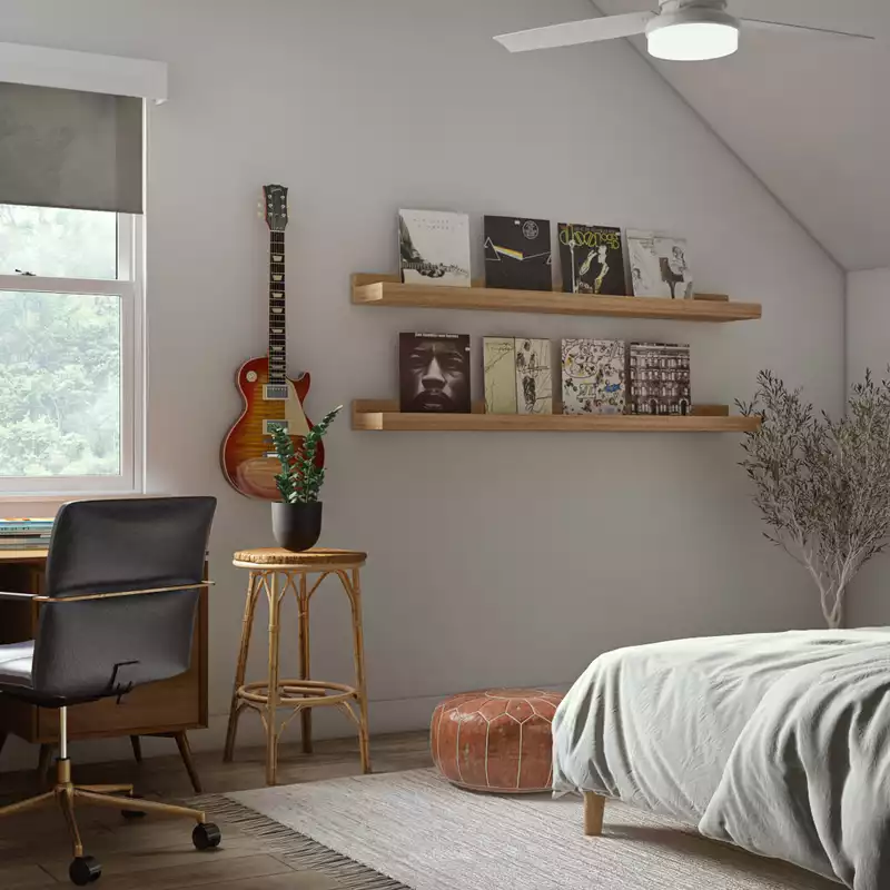 Eclectic, Bohemian, Midcentury Modern Bedroom Design by Havenly Interior Designer Marisa