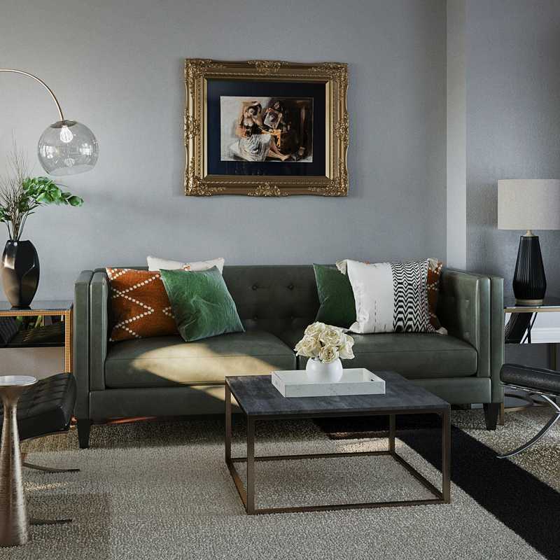 Modern, Coastal, Glam, Minimal, Preppy Living Room Design by Havenly Interior Designer Havenly