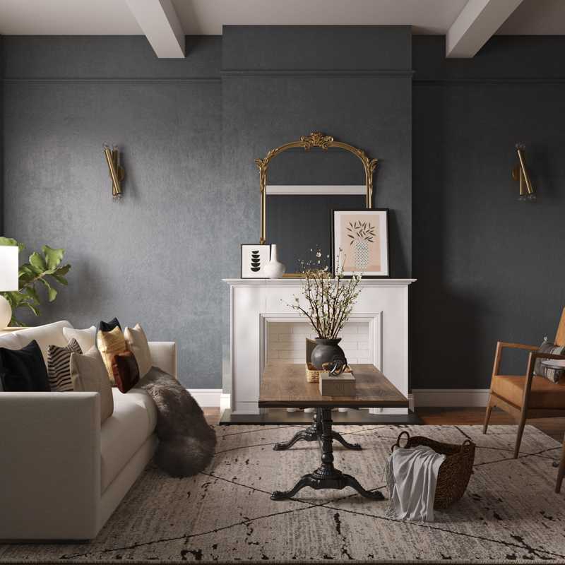 Modern, Bohemian, Preppy Living Room Design by Havenly Interior Designer Havenly