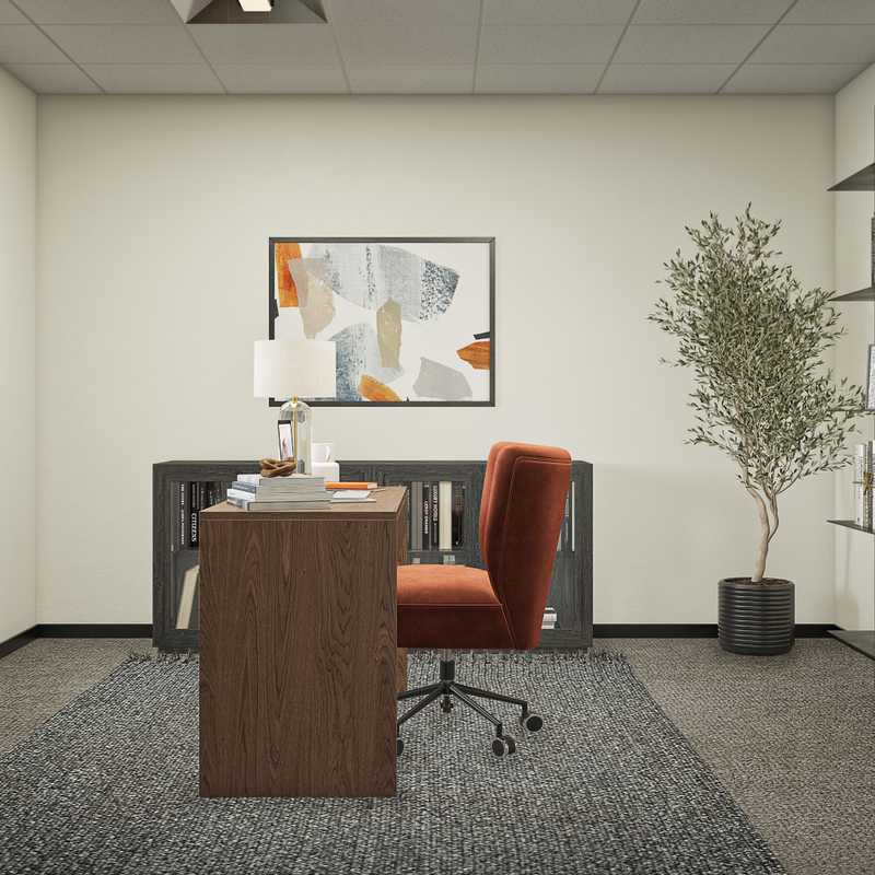 Contemporary, Midcentury Modern Office Design by Havenly Interior Designer Isabel