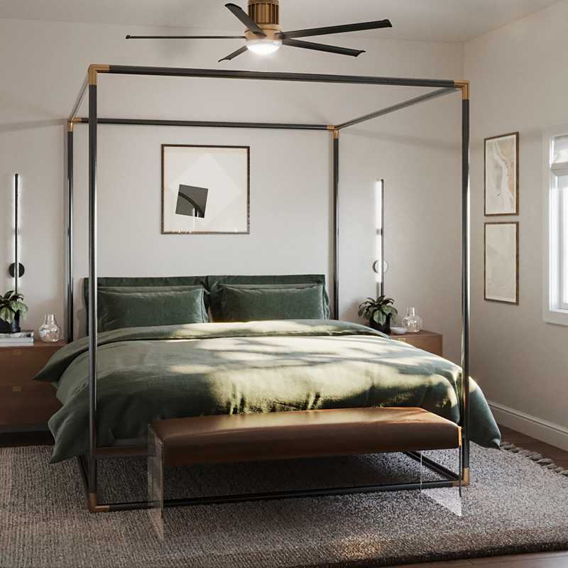Modern, Glam, Industrial Bedroom Design by Havenly Interior Designer Toussaint