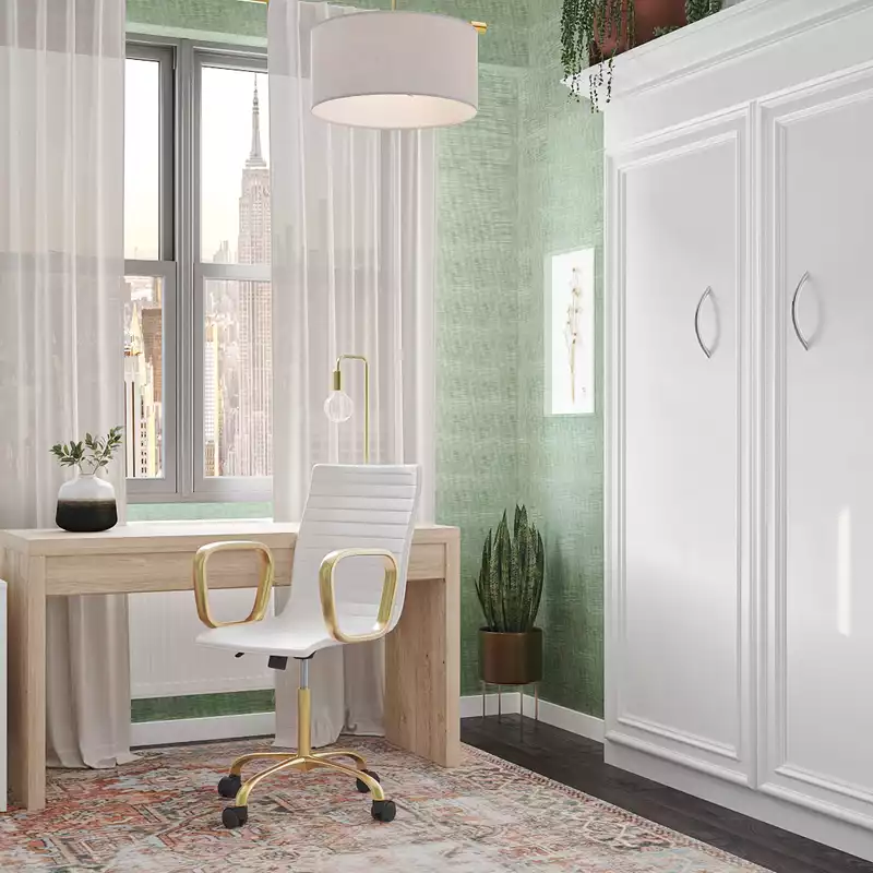 Bohemian, Coastal, Midcentury Modern Office Design by Havenly Interior Designer Havenly