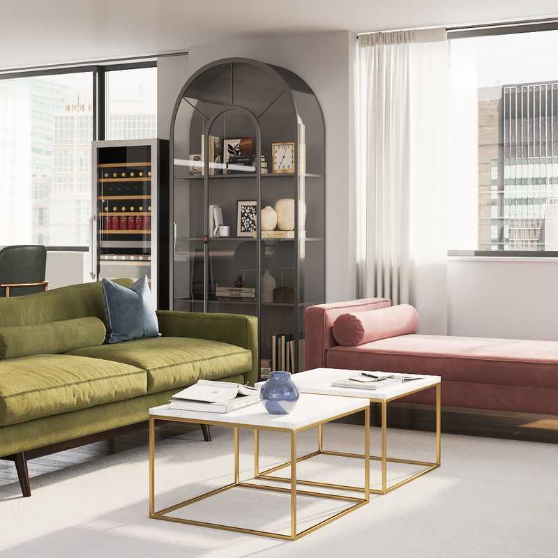 Modern, Eclectic, Glam Living Room Design by Havenly Interior Designer Maria