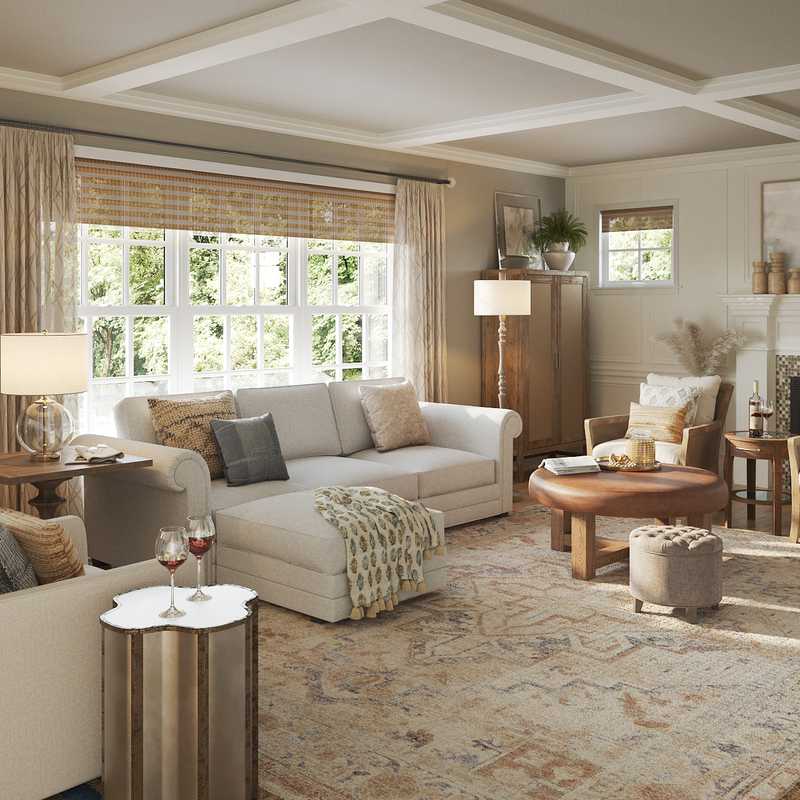 Coastal, Traditional, Farmhouse, Transitional, Classic Contemporary Living Room Design by Havenly Interior Designer Allison