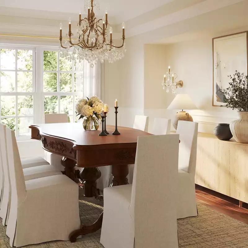 Modern, Bohemian, Scandinavian Dining Room Design by Havenly Interior Designer Vye