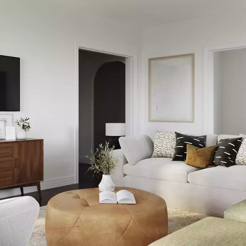 Bohemian, Rustic, Midcentury Modern Living Room Design by Havenly Interior Designer Tara