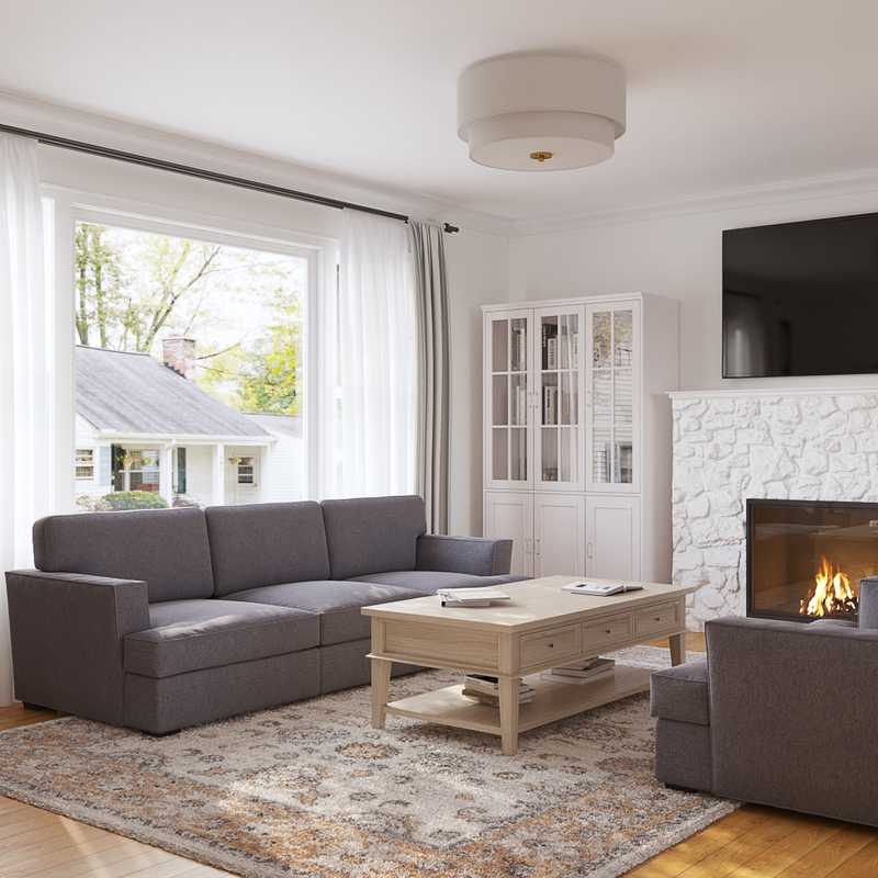 Farmhouse, Transitional Living Room Design by Havenly Interior Designer Toussaint